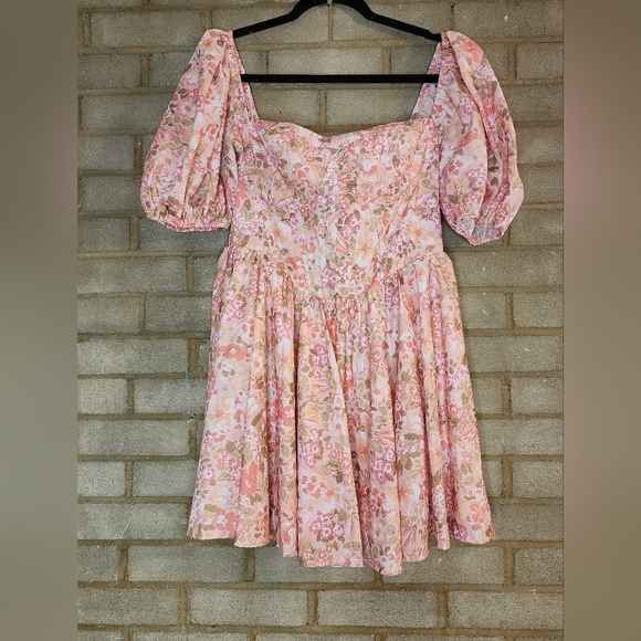 Showpo Phorchia Mini Floral Puff Sleeve Corset Dress - Picture 2 of 9